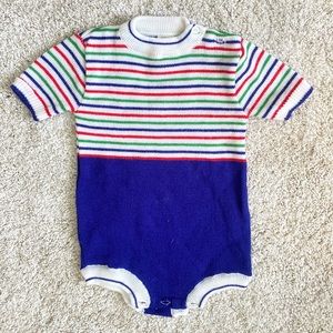Vintage Little Set Stripe Acrylic Onesie Outfit Size 18 months